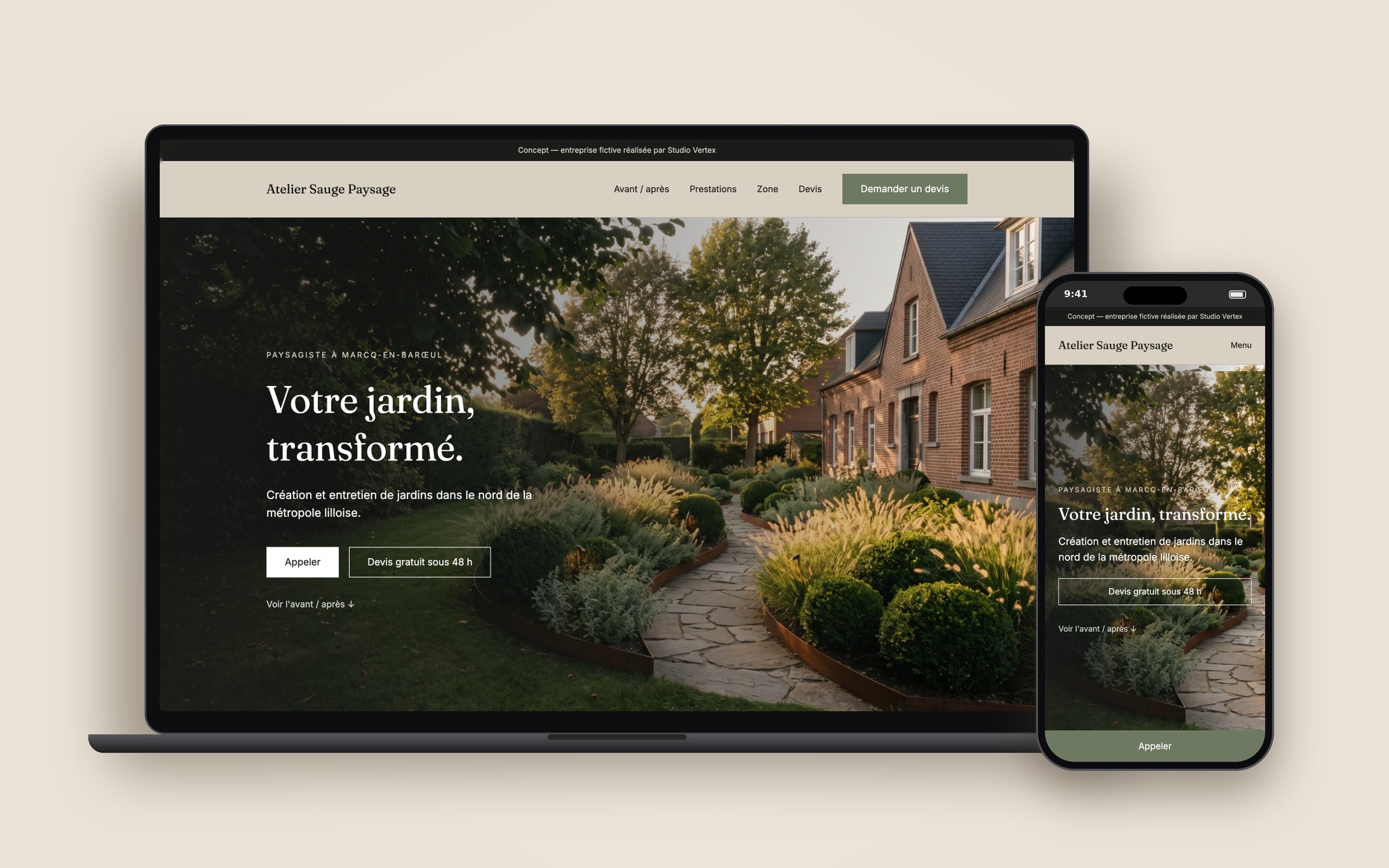 Concept de site pour Atelier Sauge Paysage, paysagiste à Marcq-en-Barœul